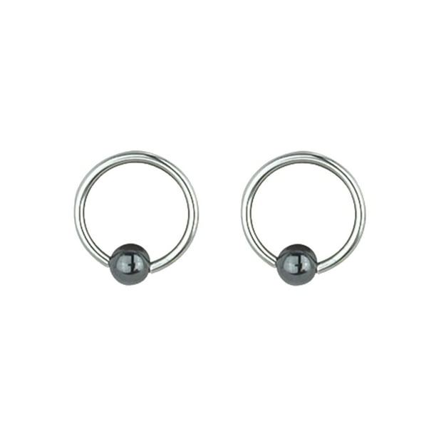 Captive Nipple Ear Ring 14 Gauge 7/16" Titanium IP Black 3mm Ball Body Jewelry